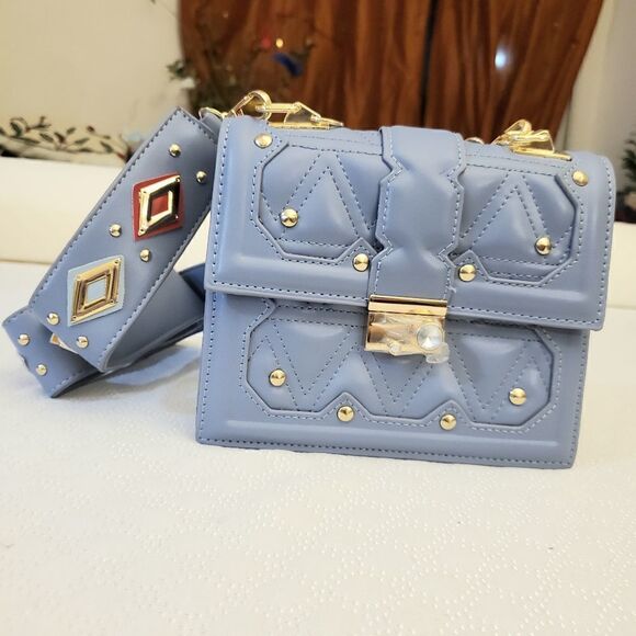 Blue Purse With Studded Accents - Picture 1 of 11